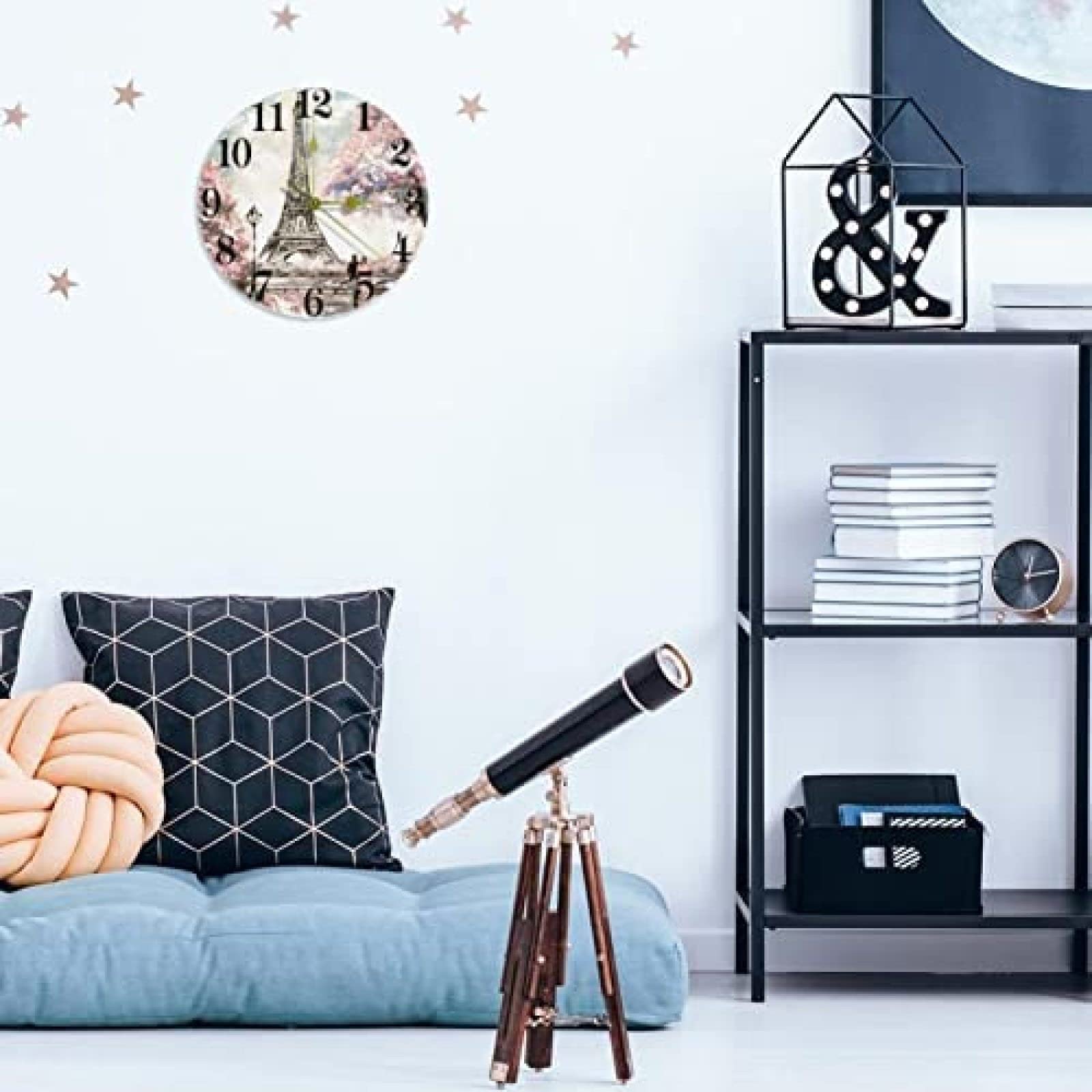 Amazon.co.jp: 壁掛け時計 絵画エッフェル塔の恋人 壁掛け時計 10